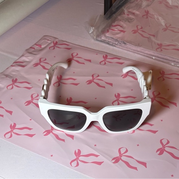 Versace White Sunglasses with Gold Medallion - Picture 1 of 10